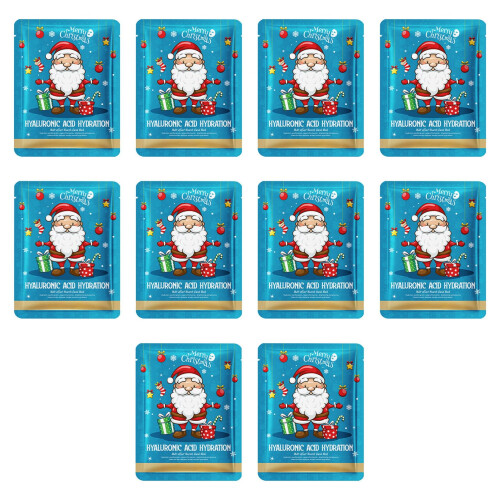 Christmas Face Mask Set with Deep Hydration, Festive Design, 25g Essence, 10 Pack 1