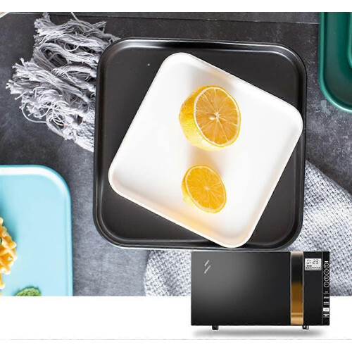 Black Square Dinner Plates 6 Inch Set of 2 for Kitchen and Restaurant Use, Durable Ceramic Tableware 2
