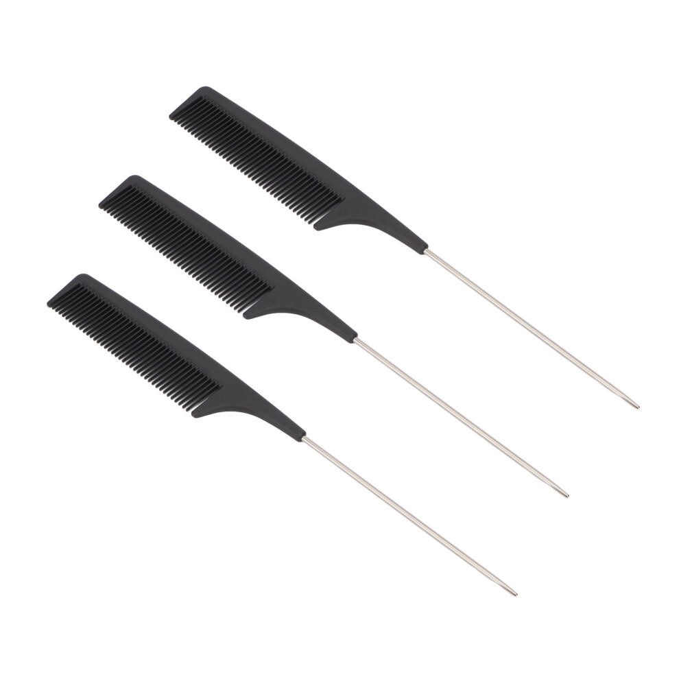 Unisex 10Pcs Fine Teeth Rat Tail Combs, Abs & Alloy, Smoothing & Pointed Tips