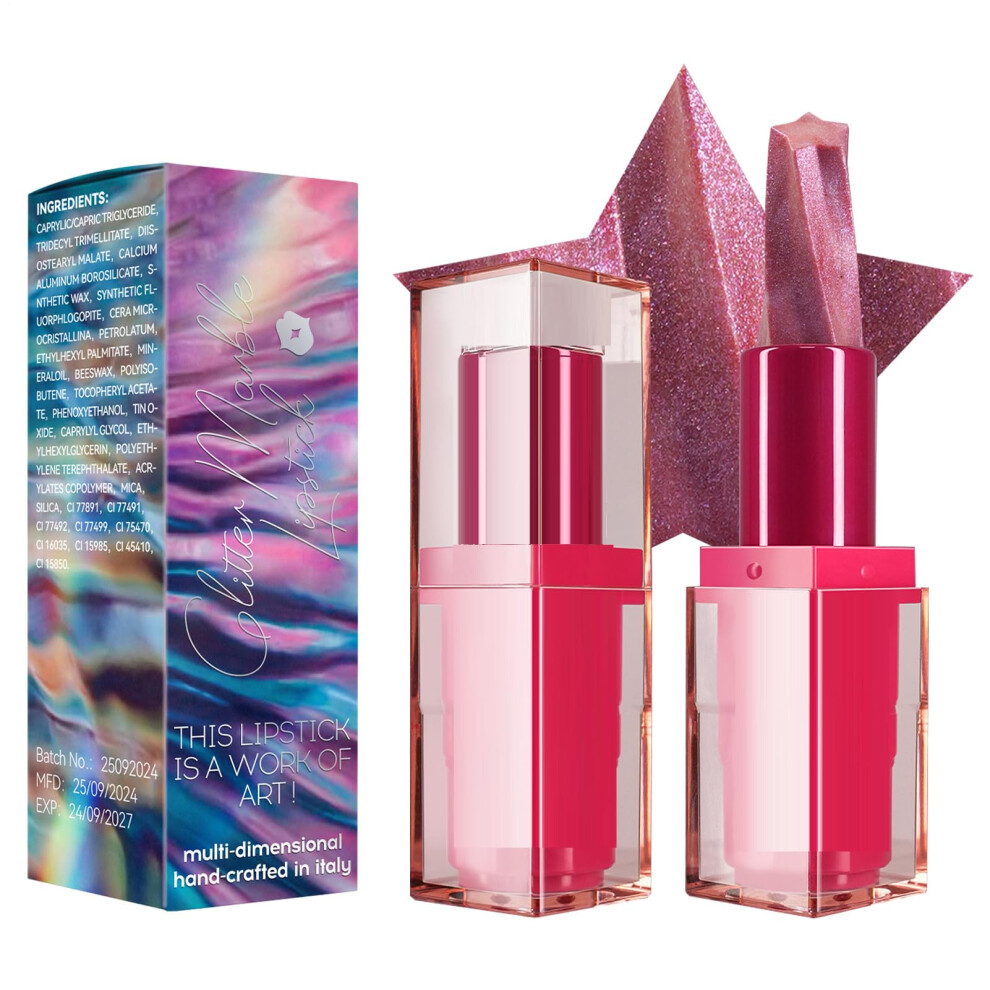 Glitter Lipstick Waterproof Long Lasting Color Moisturizing Sparkling Lip Color for Parties