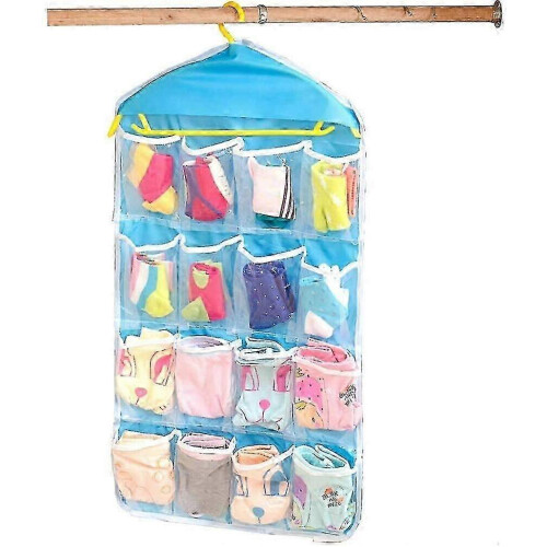 2 Sets Fabric Hanging Storage Column, Multilayer Transparent Hanging Storage Bag Multi-function Hanging Storage 16 Pockets For Shoes Underwe 1
