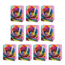 Pack Of 10 Handmade Gift Bags with Handle-Pink dewdrop flower
