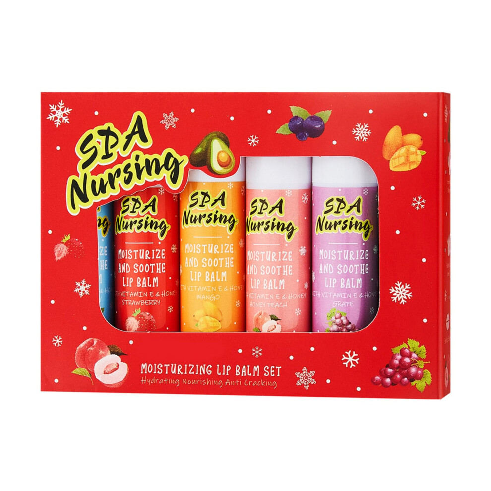 Cream Lip Balm Set With Variety Fruit Flavors, 6 Piece Moisturizing Gift Pack For Dry Lips