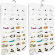 Caja de almacenamiento de joyas colgante de 1 pieza, 80 bolsillos, para guardar joyas, pendientes, collares, pulseras, anillos, soporte de viaje