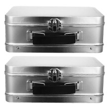 Conjunto de 2 caixas de armazenamento vintage para joias e objetos de decoração, feitas de lata e com fechadura.