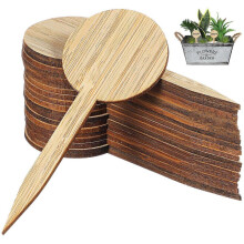 20 Pcs Round Bamboo Plant Labels Mini Garden Decor for Seedlings Outdoor Plant Identification Bamboo Sign Plaques Easy Insert
