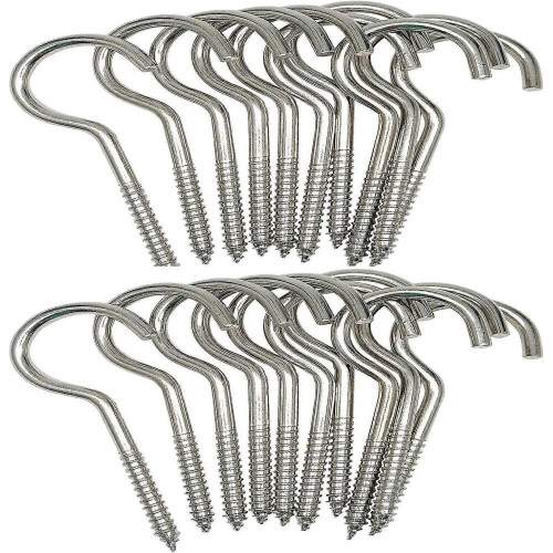 3.5 Inch Heavy Duty Large Screw Hook Ceiling Hook Cup Hook Silver 20 Pcs-XinHan