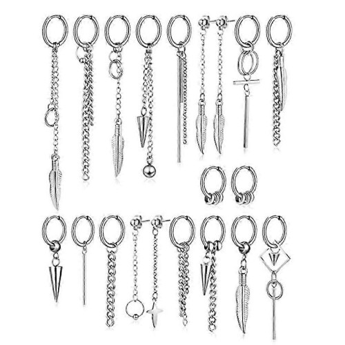 Set di 20 eleganti orecchini unisex - Design semplici e versatili