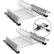 Um conjunto - suporte retrátil para calças e prendedores para calças para uso doméstico, aço inoxidável - 20 peças