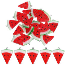20 Miniaturas de Melancia - Pingentes de Melancia, Pingentes de Frutas, Fatias de Melancia Falsas para Confecção de Bijuterias