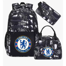 (Gray Chelsea) Football star peripheral backpack student schoolbag three-piece lunch bag pencil bag children men's style