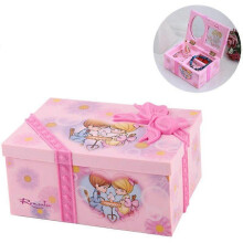 Roze plastic vierkante muzikale sieradendoos, cartoon muziekdoos, sieradenopbergdoos, dansende prinses muziekdoos, het beste cadeau voor meisjes