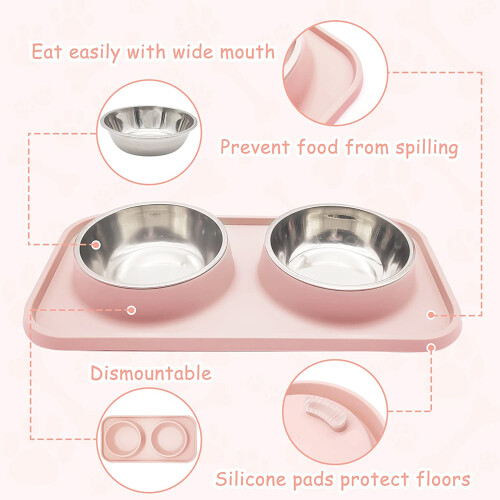 Pet Dining Elegance, Μπολ Τροφής για Γάτες με Επιθέματα Σιλικόνης, Αντιολισθητικός 2