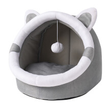 Grotvormig kattenbed voor binnenkatten, halfgesloten structuur, warm en comfortabel huisdierententbed met verbeterde kristalfluweel en