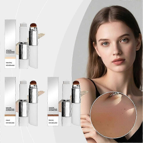 (Natural Color) 2 in 1 Color-Changing Foundation-Stick, Medium to Full Coverage Dewy Finish Base Makeup, Great Present Idea 1
