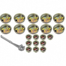 20 tapones metálicos para bidones con junta, tapa de acero de 2 y 3/4 pulgadas con llave de aluminio para sellado de bidones (edición 1128)