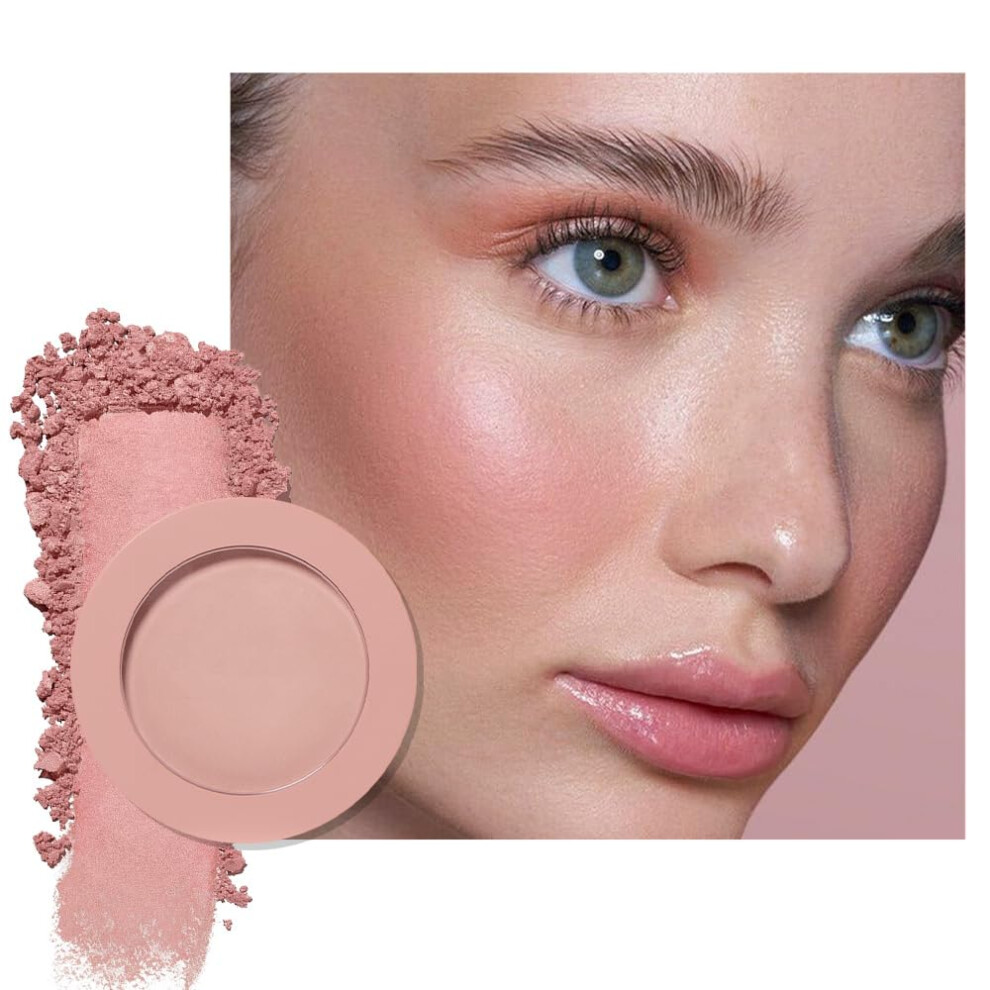 Pink/Cream Dusty Rose Blush And Matte Powder Palette, Buildable Longlasting Natural Cheek Makeup 04#