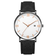Analog kvartsklokke for damer, vanntett armbåndsur i skinn med minimalistisk design, moteriktig og uformell klokke med datokalender og elegant design