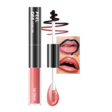 2 in 1 Long Lasting Smudge Proof Lip Liner and Gloss with Waterproof Peach Rose Lip Tint