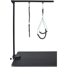 Braço de tosa para cães de todos os portes, suporte ajustável em altura com grampo resistente à ferrugem e apoio para as patas traseiras que