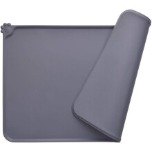 Pet Bowl Mat For Feeding, Safe Silicone Dog Food Mat Non Slip Pet Feeding Mat With Raised Edges For Clean Floors (47X30Cm, Gray)