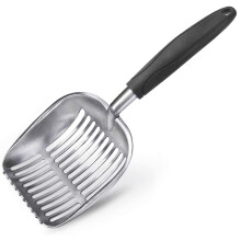 Pá para areia de gato com filtragem eficiente, leve e durável, feita de metal, para todos os tipos de areia para gatos, peneira de liga de