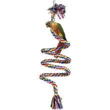Vogelparadijs, klimstandaard met spiraalvormig ontwerp en kleurrijk katoen voor papegaaienvermaak, flexibel metaal voor veilig en gezond kauwen (100