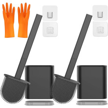 Spazzola per WC per una pulizia profonda con design curvo, design ergonomico per una facile manovrabilità, set di 2 spazzole per WC in silicone ad