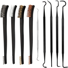 Conjunto de escovas de dupla face para limpeza completa de armas, escovas de latão com duas pontas, uma com cerdas grossas de bronze e outra com