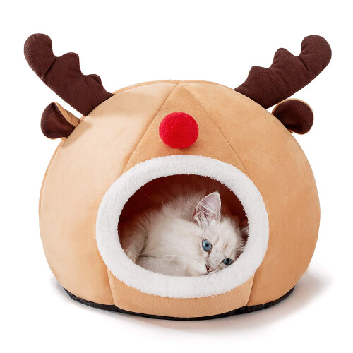 Pet Supply Άνετο και ζεστό κρεβάτι σπηλιάς για γάτες, τριγωνικό σκηνικό για