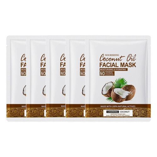 Coconut Face Mask 5 Pack with Deep Hydration and Gentle Formulation for Daily Moisturizing