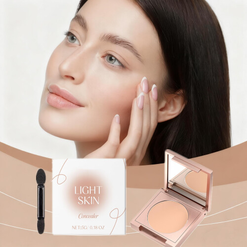 Under Eye Concealer for Light Skin, Full Coverage Dark Circle Corrector with Precision Brush 1
