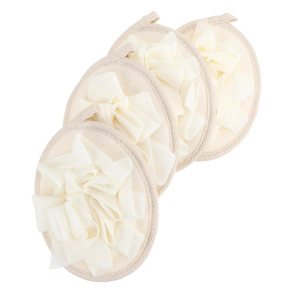 4pcs Ramie Fiber Bath Loofah DoubleSided Exfoliating Shower Sponge Soft Mesh Body Scrubber