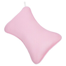 Bath Pillow with Strong Suction Cups, Ergonomic Neck and Shoulder Support, Pink Spa Tub Cushion
