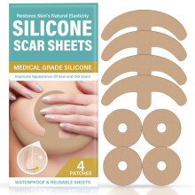 8 Pcs Medical Grade Silicone Scar Sheets for Breast with Anchor and Areola Design, Reusable