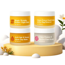 Skincare Gift Set AntiAging Day and Night Cream with Dark Circle Eye Cream and Face Scrub, Natural Hydration