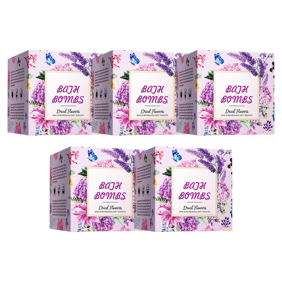 Lavender Bath Bombs Gift Set Of 5, Long Lasting Aromatherapy Spa Fizzies, Moisturizing Scents