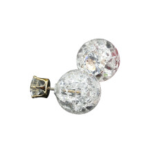 Crystal Ball Stud Earrings Sparkle Crystal Elegant Stud Earrings Delicate Design Sterling Silver Colorful Faux Pearl Beads Reflective Mirror Ball Desi