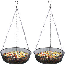 2-in-1 Set Hanging Bird Feeder & Bath, Functional Design for Outdoor Gardens, Stainless Steel Mesh Metal Construction with Transparent Bowl for Easy M