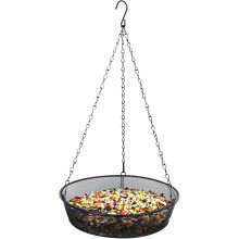 2-in-1 Set Hanging Bird Feeder & Bath, Functional Design for Outdoor Gardens, Stainless Steel Mesh Metal Construction with Transparent Bowl for Easy M
