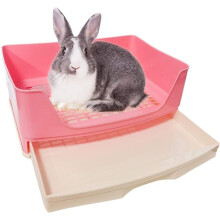 Corner Toilet Box, Large Rabbit Litter Box with Drawers for Cleaning, Pet Potty Trainer for Adult Bunny Guinea Pig Chinchilla, Easy to Clean Mesh Rein