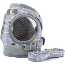 Conjunto de coleira peitoral clássica anti-puxão para cães, com faixas refletoras para maior visibilidade noturna, colete ajustável com design