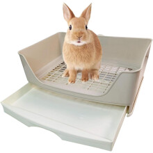 Hoektoiletbak voor kleine dieren, grote konijnenbak met verstevigde bodem, draagvermogen tot 8 kg, perfect voor volwassen konijnen, ratten en