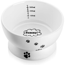 Erhöhte Keramik-Katzennäpfe, schnurrhaarfreundlich und rutschfest für komfortables Fressen, geeignet für Trocken- und Nassfutter, 430 ml,