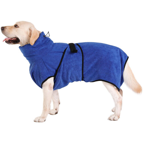 Pet Comfort Hero, Μπλε Μπουρνούζι για Σκύλους από Βαμβάκι με Μικροΐνες, Υπεραπορροφητική