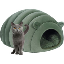 Gezellig kattenbed, geschikt voor binnenkatten, schattig kattenmandje met afneembaar kussen, zelfverwarmend kattenbed voor ultiem comfort,