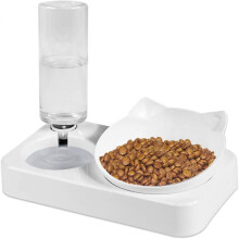 Elevated Pet Dining Set, Adjustable 15-degree Tilt Design Promotes Digestion, Automatic Water Bottle with Siphon Principle, For Comfortable Feeding Po