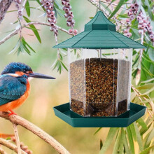 Elegante gazebo sospeso per uccelli selvatici, elegante mangiatoia per uccelli con tetto inclinato per protezione dal sole e dalla pioggia, perfetto