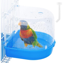 Clear Bird Bath for Cage, Cleaning Pet Supplies Parakeets Portable Shower with Easy Install, Bird Healthy Spacious Parrot Bathtub