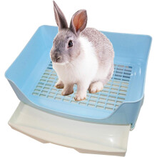 Corner Toilet Box, Large Rabbit Litter Box with Drawers for Cleaning, Pet Potty Trainer for Adult Bunny Guinea Pig Chinchilla, Easy to Clean Mesh Rein